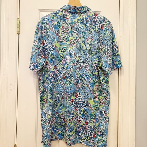 Lilly Pulitzer Charleston Themed Golf Polo Size L Performance stretch Fabric - Picture 7 of 8